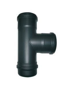 TE 90° AVEC TAMPON ET SORTIE FEMELLE 1.2 mm PELLET ACIER NOIR MAT