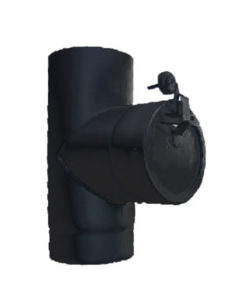 TE 90° (sans tampon) AVEC MODERATEUR DE TIRAGE ACIER NOIR MAT