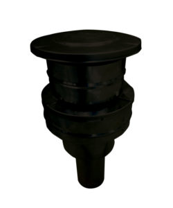 TERMINAL VERTICAL CONCENTRIQUE RENO. AVEC TRAPPE DE RAMONAGE INOX 316L Int. / 304 Ext. NOIR MAT