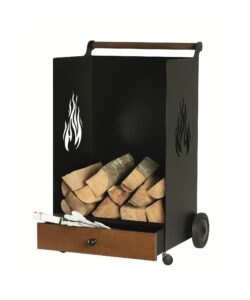 JUZA        Porte bûche à roulettes noir
